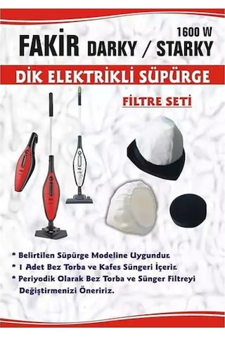 Fakir Uyumlu Darky Öko Dik Süpürge Toz Torbası Ve Sünger Filtresi 4'er Adet