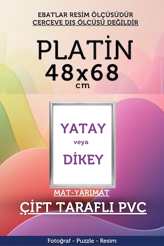 Platin-22mm-48x68 Cm Mat Pvc Li Camsız Fotoğraf 1000 Parça Puzzle Belge Çerçeve Yatay Dikey Asılabilme. 35746356