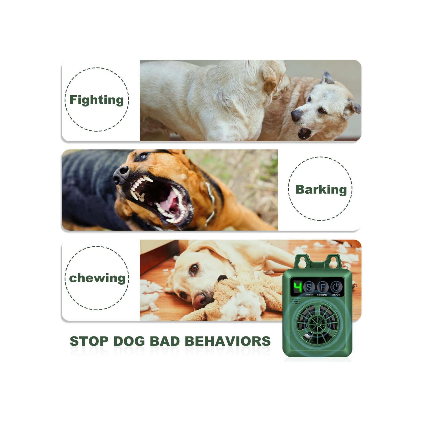 Geeroyoo Usb Şarjlı Ultrasonik Köpek Havlama Engelleme Cihazı, Dijital Ekranlı, 50 Ft Menzil, Ip4 Su Geçirmez, Köpek Eğitimi Ve Gürültü Kontrolü
