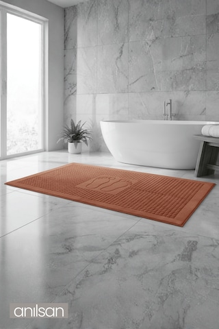 Zivra Kiremit Ayak Havlusu - 70x130cm, 790gr, %100 Pamuk, Spa Ve Otel Banyo Paspası, Günlük Kullanıma Kiremit