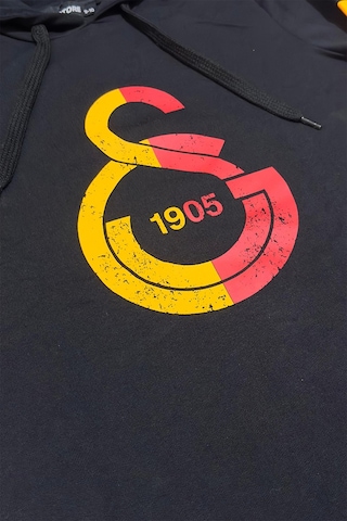 Galatasaray Orijinal Lisanslı Logo Siyah Kapüşonlu Sweat 091 Siyah