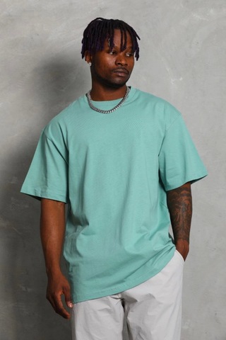 Veraura Lifestyle Unisex Oversize Düz Bisiklet Yaka T-shirt - Mint Yeşili