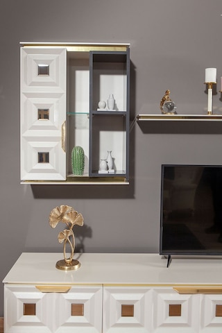Modalife Vanesa 212x50 Kapaklı + Raflı TV Ünitesi İnci