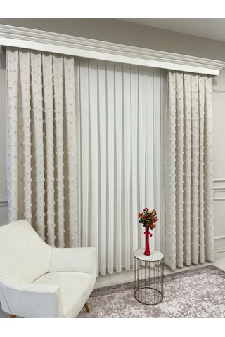 Brillant Carla Puffy Püsküllü Perde İstenilen Tüm Ölçülerde Ekru Ekru