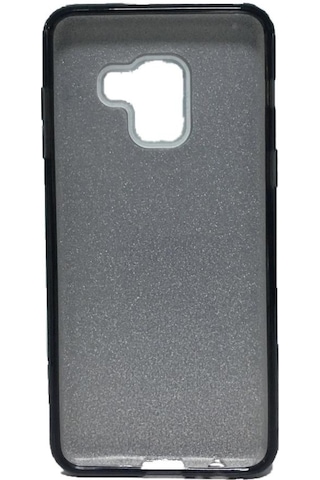 Samsung Uyumlu A8 Plus (A730) 3in1 Simli Silikon Arka Kapak Siyah
