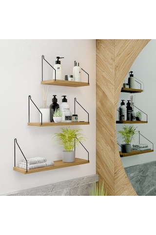 Roomiehome Catchme Mutfak Banyo Yaşam Alanı Duvar Rafı Kitaplık 3'lü Set - 445233612