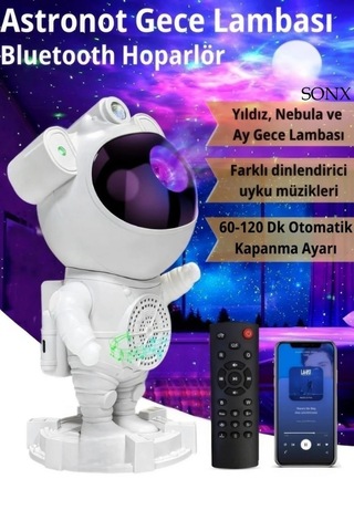 Astronot Bluetooth Hoparlör Bulutsusu Galax Yay Tavan Gökyüzü Projektör Zamanlayıcı Gece Lambası Belirtilmemis