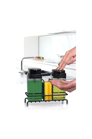 Okyanus Home Siyah Deluxe Kare Standlı 2'li Füme Rengi Sıvı Sabunluk