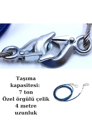 Carub BR1720507 Çelik İzoleli Çekme Halatı 4 M 7 Ton