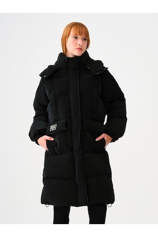 Loose Fit Kadın Mont Siyah