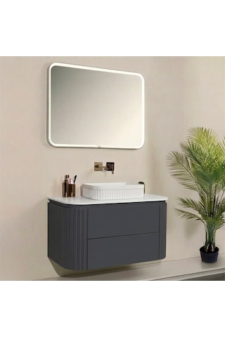 Kobos Gloria 100 Cm Banyo Dolabı Seti Argento Antrasit