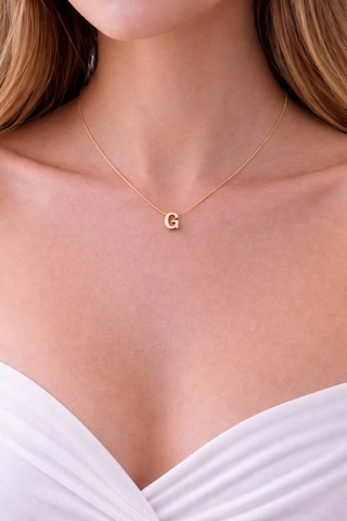 14k Altın Renginde G Harf Minimal Model Çelik Kadın Kolye Altın