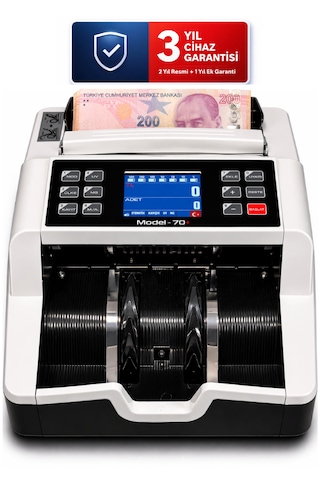 Sesli Karışık Para Sayma Makinesi Mıx 70+ Beyaz Ve Gri Tl - Euro Karışık Sayım, Dolar Adet Sayım
