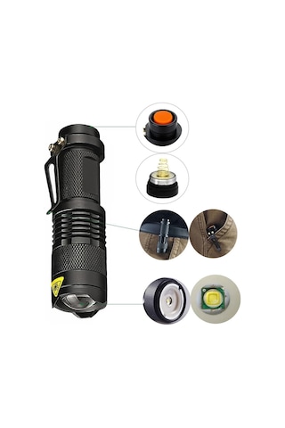 Mini Güçlü Şarjlı Pilli El Feneri Wt-304 Çokrenkli