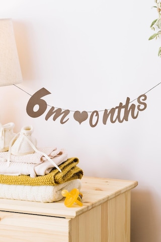 Elyazılı 6 Months Yarım Yaş Kraft Retro Banner Süs Standart