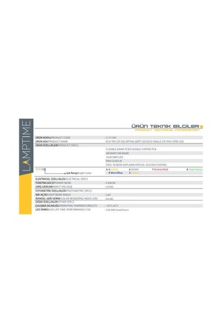 Şerit Led Tek Çipli Dış Mekan Yeşil Lamptime 111108 (5 Metre)