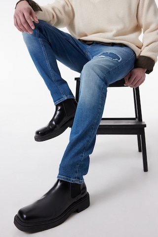 Lee Slim Fit Dar Kesim Normal Bel Taşlamalı Mavi Esnek Luke Jean Denim Kot Pantolon L71911858 Gri Melanj