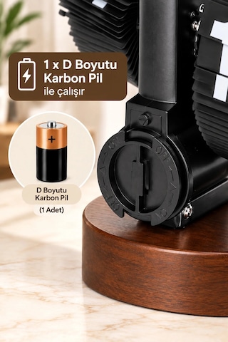 Exenar - Koyu Kahverengi - Yaprak Masa Saati Otomatik Sayfa Çevirmeli Retro Mekanik Ahşap Tasarım Flip Clock Ofis Aksesuarı