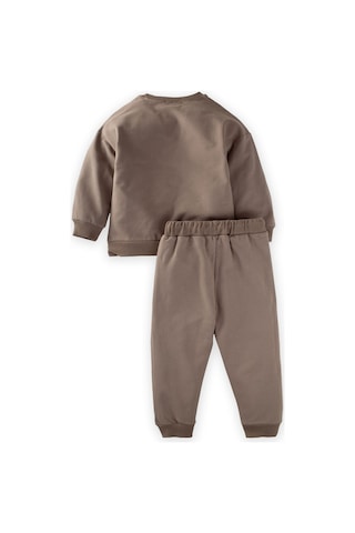 Cigit Basic Karyoka Detaylı Sweatshirt Takım 3-8 Yaş Vizon Vizon