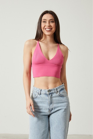 Twenty3 Kadın Super Crop Sırt Detaylı Triko Büstiyer Bluz 001