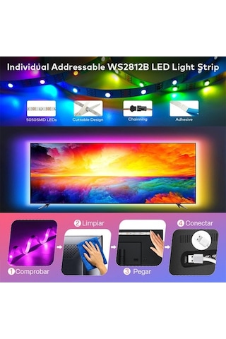 Ulzyvf Ev Parti Dekoru İçin Müzik Senkronize Rgb Led Işık Şeritleri Uygulamalı