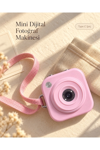 Pembe Renk 2,01 İnç Ekranlı Taşınabilir Mini Dijital Fotoğraf Makinesi - Lisinya Belirtilmemiş