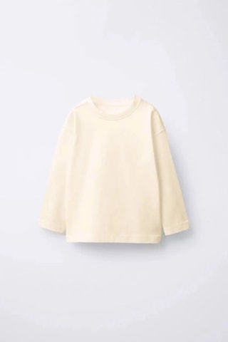 Poala Kids Bej Uzun Kol Basic Tshirt