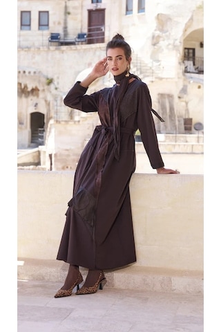 Misswhence Patchwork Elbise 40825 Kahve Kahverengi