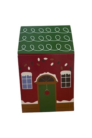 Yılbaşı Hediye Kutusu Bordo Ev 12'li