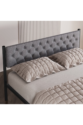 Karyola, Stil Metal Karyola, 160x200 Cm, Kapitone İşlemeli Karyo 160 x 200 CM
