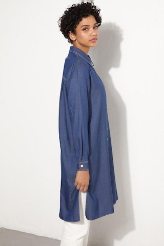 Kadın Kyr Çıtçıtlı Tensel Tunik - Mavi Mavi