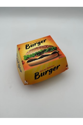 Baskılı Hamburger Kutusu 12,5x12,5x9 Cm 100 Adet