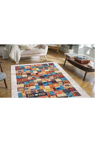 Piksel Halı Multi Patchwork Dijital Baskı Halı Çok Renkli