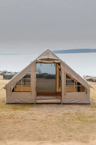 Onetick 4 Mevsim Şişme 2 Kapılı Kamp Çadırı - 6 Kişilik - 300 x 210 CM - Bej