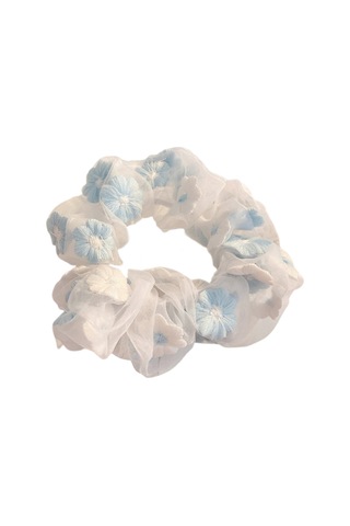 Fransız Peri Mesh Scrunchies Elastik Scrunchy Kalın Bağırsak Saç Halkaları Kızlar İçin Saç Aksesuarları Blue