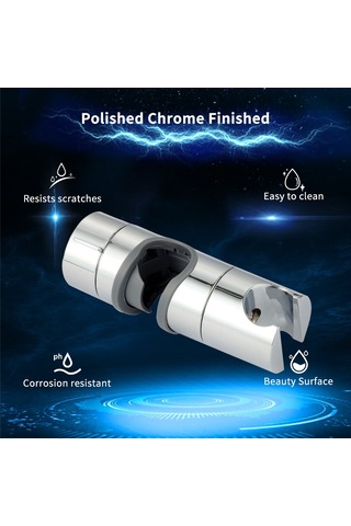 Skycity 18-25mm Boru Uyumlu, 360 Derece Döner, Yükseklik Ayarlanabilir, Silikon Yastıklı El Duşu Braketi - Chrome Kaplama Gümüş
