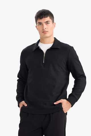 Defacto Regular Fit Polo Yaka Yarım Fermuarlı Sweatshirt F2802ax25aubk81 Siyah-bk81