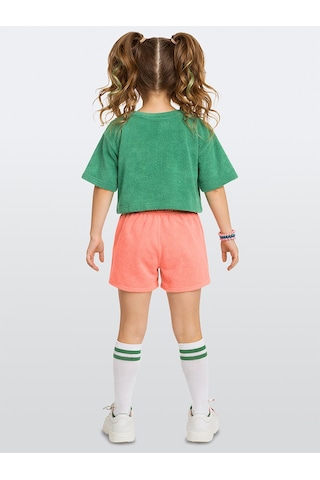 Denokids Unicorn Kız Çocuk Havlu Şort T-shirt Takım Çok Renkli