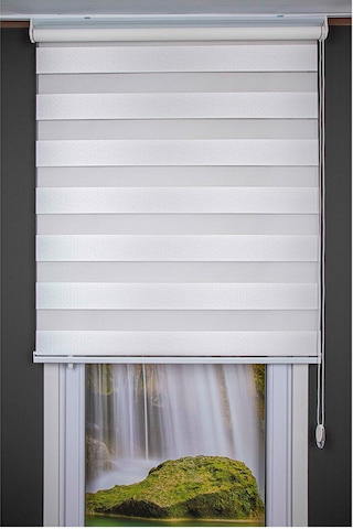 Oba Perde Pirilti Zebra Perde Beyaz 100 x 190