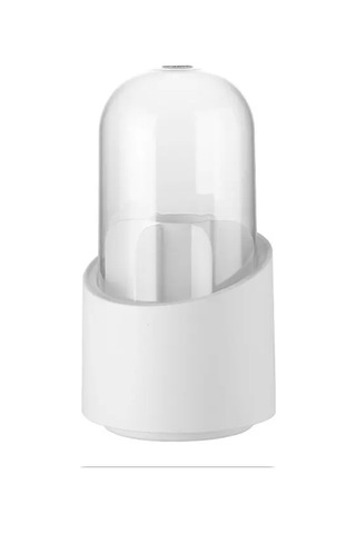 Sones Qy7155 Makyaj Fırçaları İçin Şeffaf Döndürülebilir Toz Geçirmez Saklama Kovası Beyaz