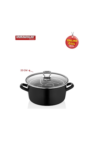 Kahramanlar Cips Chef 22 Cm Emaye Kızartma Tenceresi Siyah