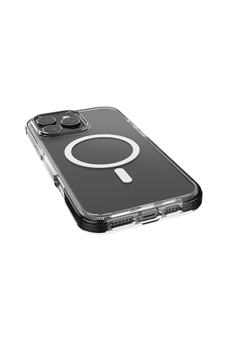 Apple iPhone 16 Pro Max Kılıf Magsafe Uyumlu Airbag Tasarımlı Raptic Clear Serisi Şeffaf Kapak Siyah
