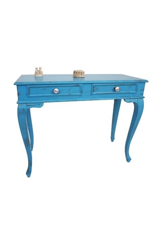 120 Cm Çekmeceli Mavi Eskitme Dresuar & Makyaj Masası Mavi