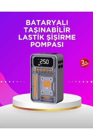 Mini Boy Elektrikli Şarjlı Yüksek Basınçlı Lastik Şişirme Pompası Belirtilmemiş
