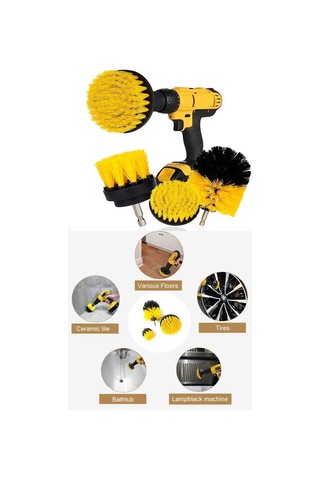 İsgstore 3lü Set Matkap Ucuna Takılan Banyo Küvet Duşa Kabin Fayans Oto Koltuk Lastik Yıkama Temizleme Fırça
