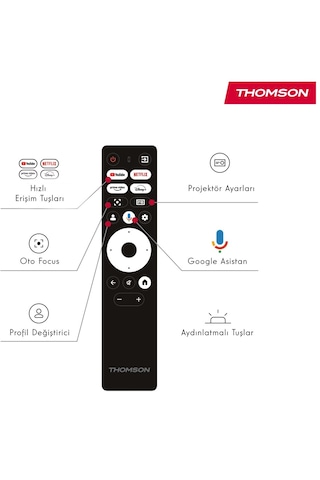 Thomson Sirius Laser Fhd 4k Destekli 100" Dahili Bataryalı Taşınabilir Projeksiyon Cihazı Google Tv Sertifikalı 600 Ansı Lumen - Pg55b