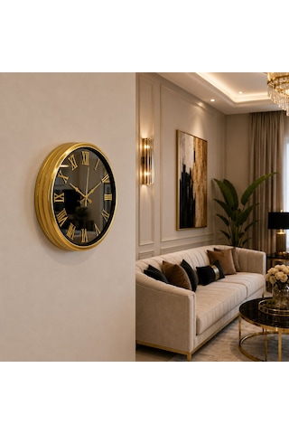 Büro Ev Ofis Hediyesi İçin 40cm Aynalı Golden Majestic Duvar Saati Diğer