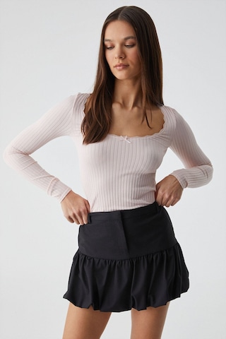 Grımelange Youpes Kadın Regular Fit Fermuarlı Yüksek Bel Astarlı Kısa Siyah Etek Siyah