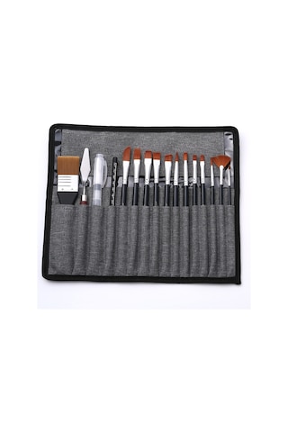 Jzcat Sanatçı Boya Fırçaları Set Kazıyıcı İle Çanta 18 Adet-siyah