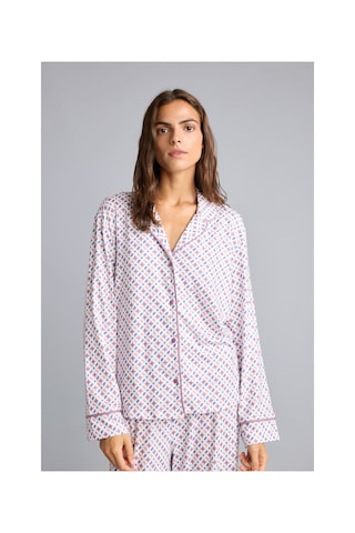 Defacto Regular Fit Desenli Biyeli Uzun Kollu Pijama Takımı H9100ax26aupr461 Mor-pr461